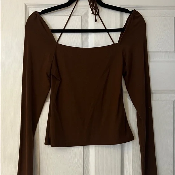 Reformation Chocolate Brown Long Sleeve Blouse - Picture 2 of 3